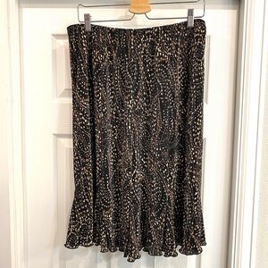 R&M Richards Black and Tan Printed Midi Skirt